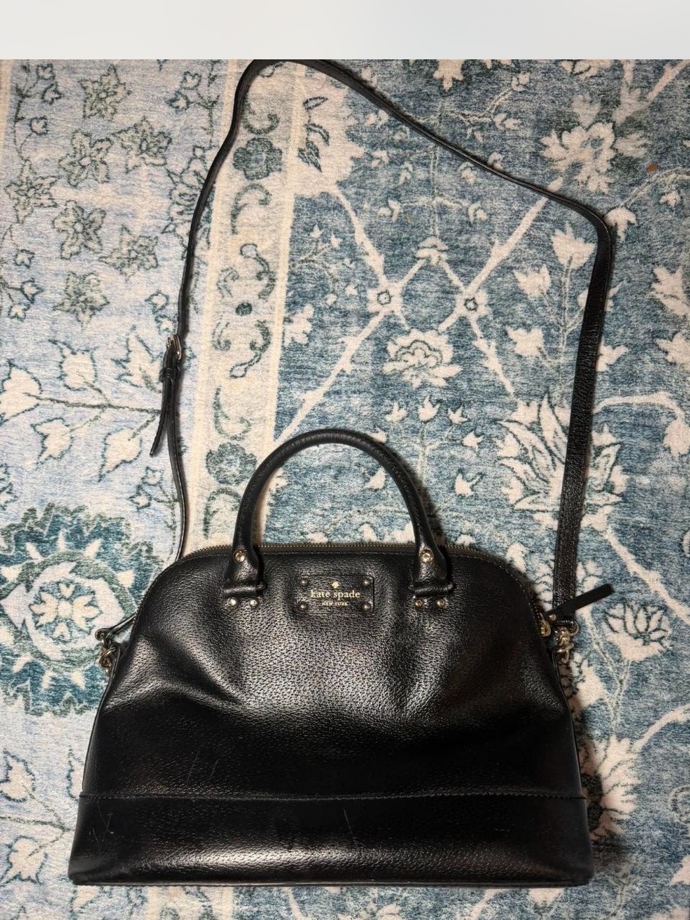 kate spade Black Pebbled Leather Satchel with Crossbody Strap